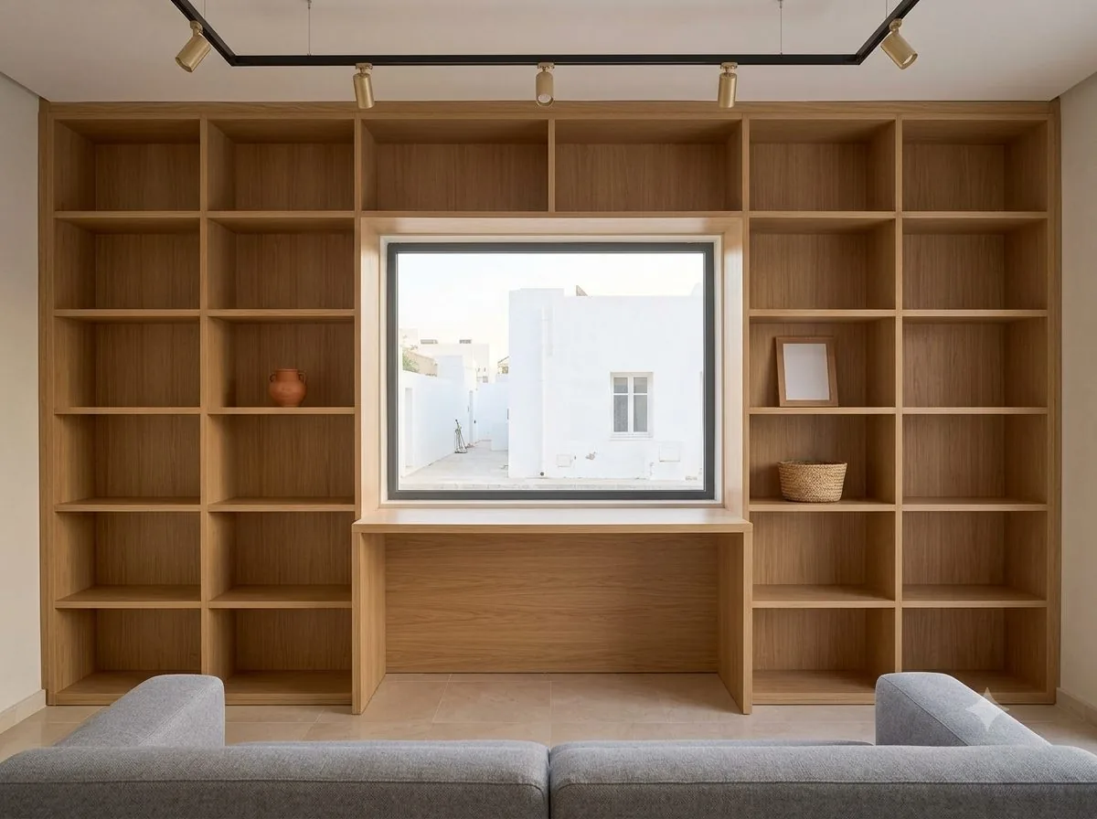 Réalisation : meuble mural bibliothèque sur mesure